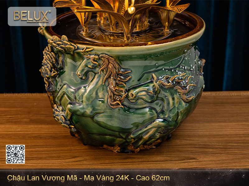 Chậu Lan Vượng Mã mạ vàng 24k cao 62cm&nbsp;